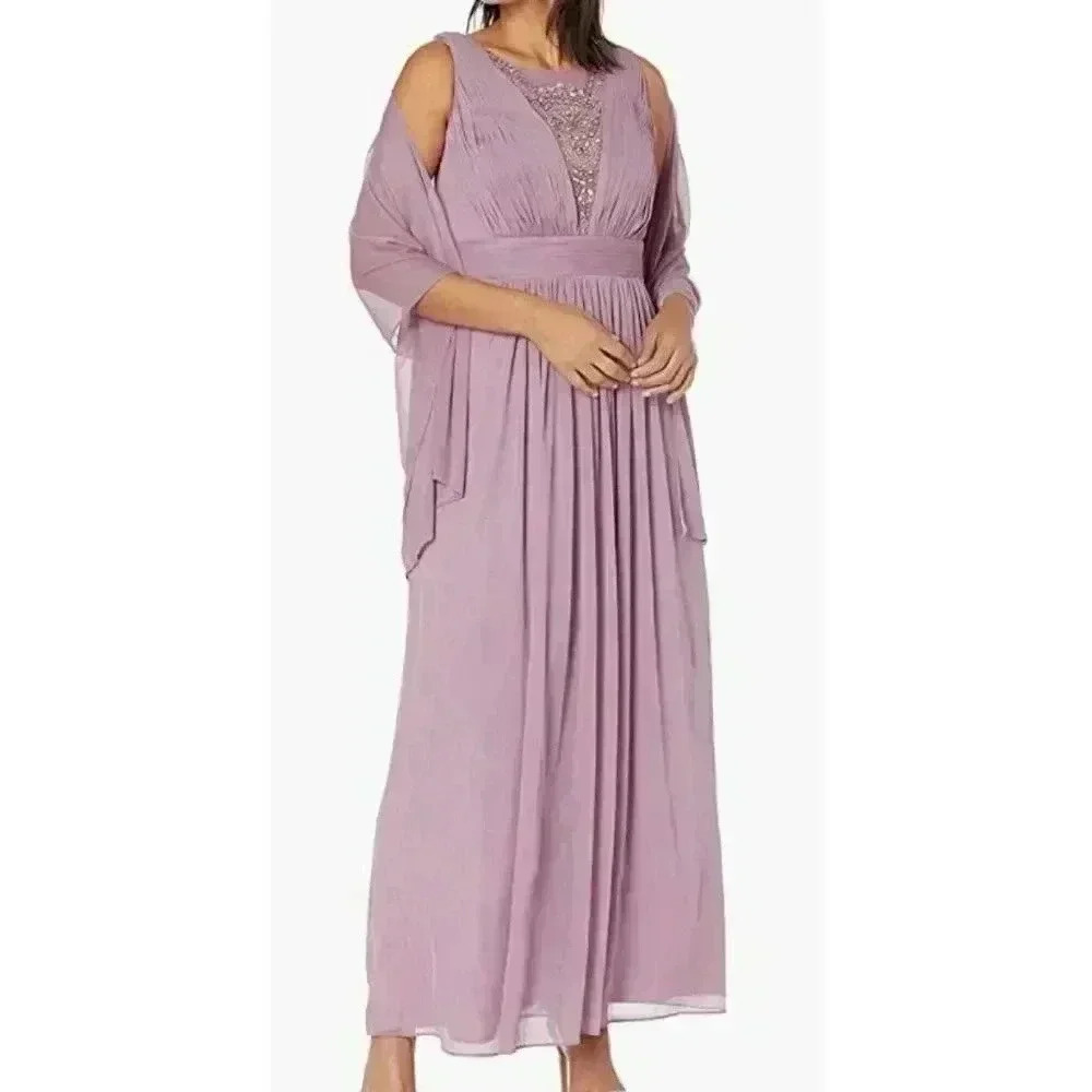 Alex Evenings Women's A-Line Dress with Shawl, Pale Pink, 14